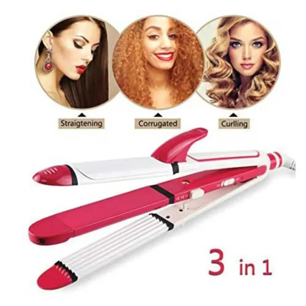Kemei 3-in-1 Professional Hair Straightener and Curler