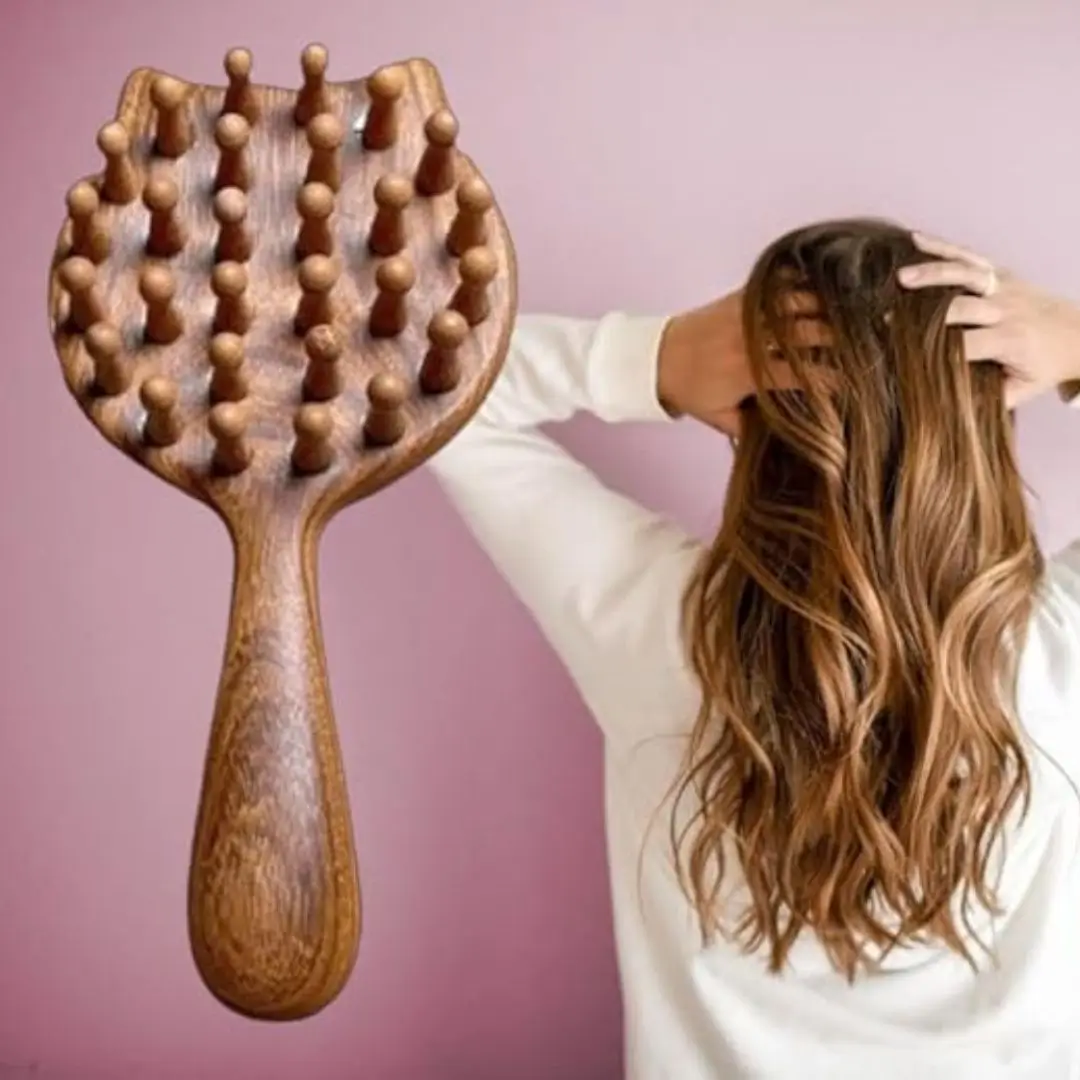 Natural Sandalwood Cat Shaped Scalp Massager Tool