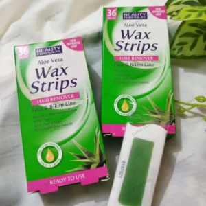 Beauty Formulas Aloe Vera Wax Strips for Face & Bikini Line – 36 Ready-to-Use Strips