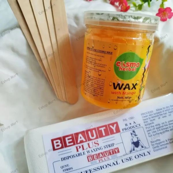 Cosmo Herbal Mango Hair Removal Wax 500g with 80pcs Strips and Sticks Eshop Mar