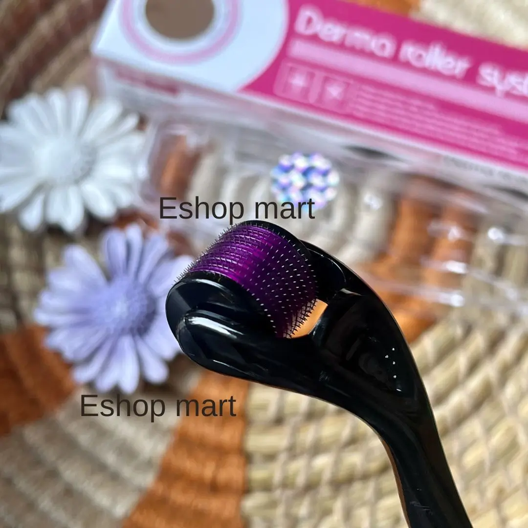Derma Roller 0.5mm purple micro needles close up shot