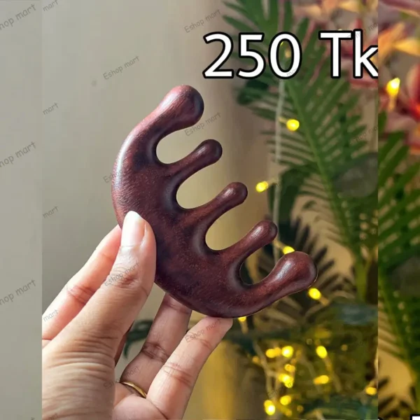 Natural Sandalwood 5 Claw Scalp and Body Gua Sha Massager Comb 250 Tk