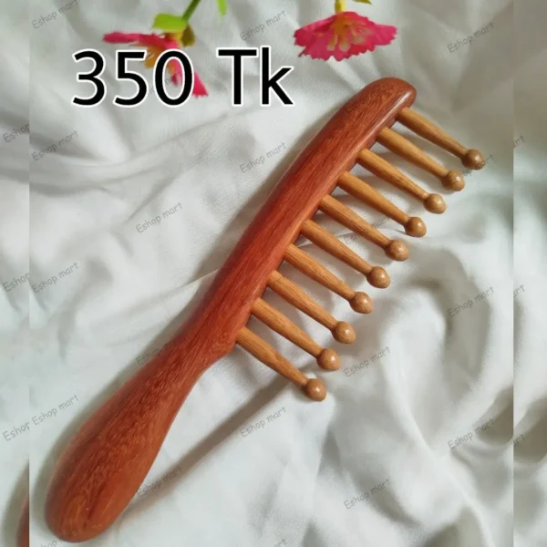 Natural Sandalwood Wide Tooth Scalp Massager Comb 350 Tk