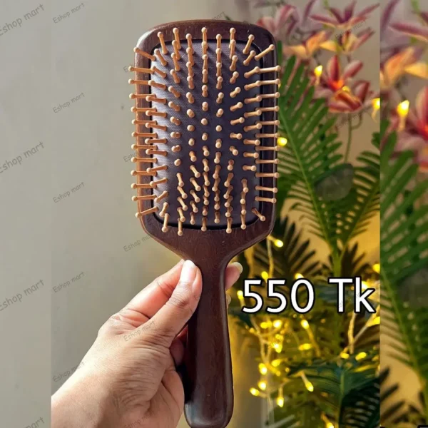 Natural Sandalwood Wooden Paddle Hair Brush and Scalp Massager