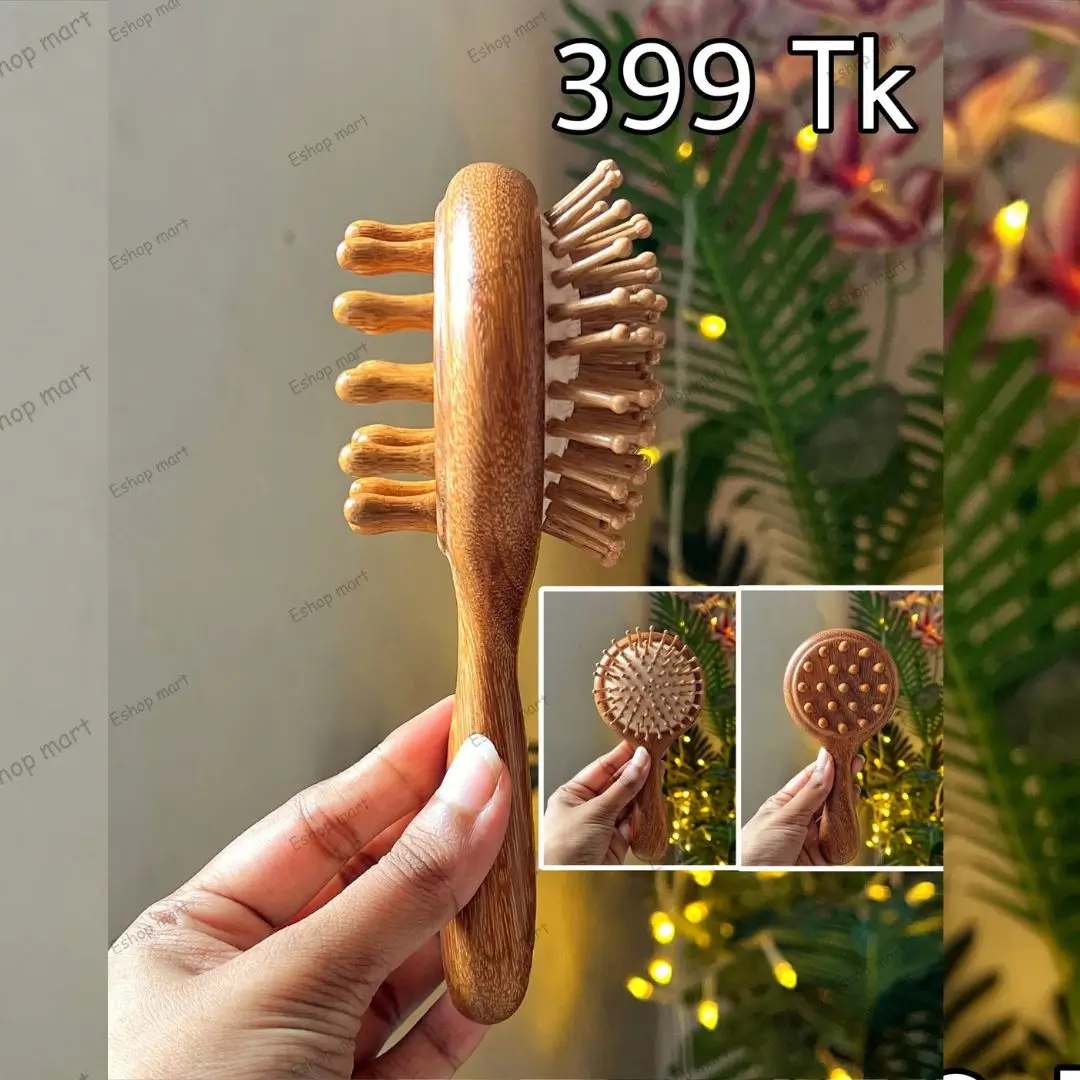 2-in-1 Double-Sided Sandalwood Hair Brush & Scalp