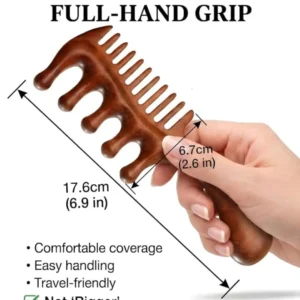 Natural Sandalwood Double-Sided Scalp Massager & Wide Tooth Comb