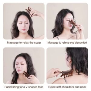 Natural Sandalwood 3-in-1 Fine Tooth Comb & Scalp Gua Sha Massager